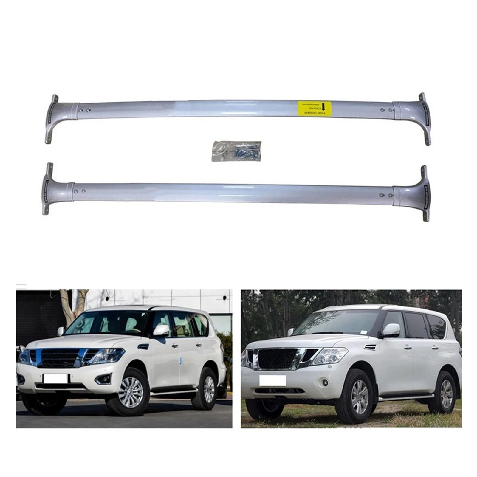 Dachträger Auto Für Nissan Für Patrol Y62 Für NISMO 2021 2022 2023 Verdicken Aluminium Legierung Kreuz Bar Dach Bar Horizontale Dach Rack Schiene Auto Dachträger(Silber) von TETARI