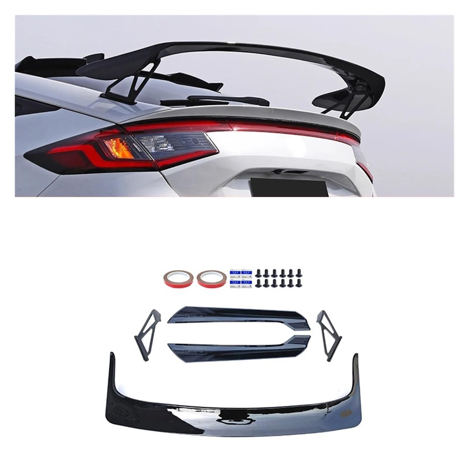 Heckspoiler Lippe Für Civic Für Trim TR 11. Generation 2022 2023 Für Zwei-Trim-Auto-Heckflügel Stator Top Wings Auto-Modifikationszubehör Auto-Spoilerflügel Auto Spoiler Flügel(Schwarz) von TETARI