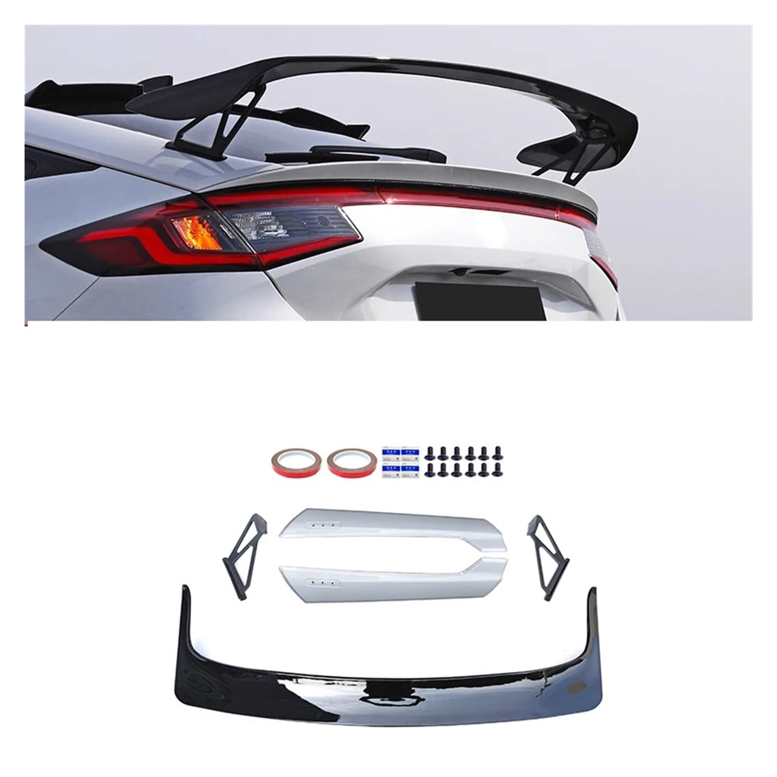 Heckspoiler Lippe Für Civic Für Trim TR 11. Generation 2022 2023 Für Zwei-Trim-Auto-Heckflügel Stator Top Wings Auto-Modifikationszubehör Auto-Spoilerflügel Auto Spoiler Flügel(Weiß) von TETARI