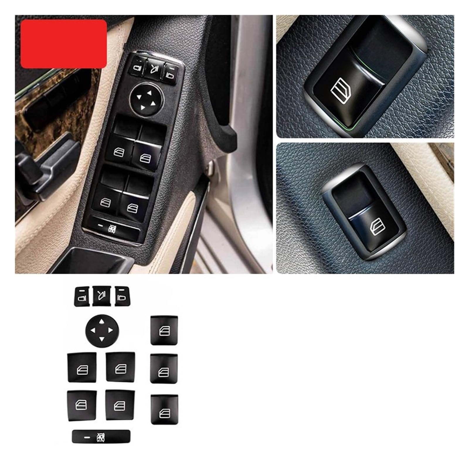 Innenraum Auto Zubehör Für Benz ABCE Für CLA Für GLA ML GL Für GLK Für GLE Für GLS Klass Auto Tür Sitz Speicher Einstellen Fenster Lift Lenkrad Taste Schalter Trim Abdeckung Auto Innen Zubehör(Black-A von TETARI