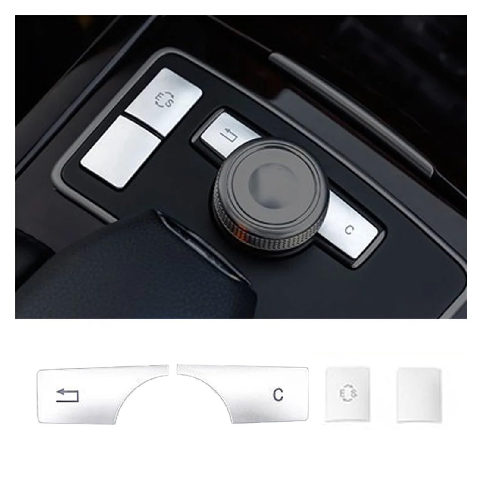 Innenraum Auto Zubehör Für Benz CE Klasse W204 W212 Für GLK X204 Auto Konsole CD Panel Multimedia Schalter Tasten Pailletten Volumen Taste Abdeckung Auto Innen Zubehör(Style E) von TETARI