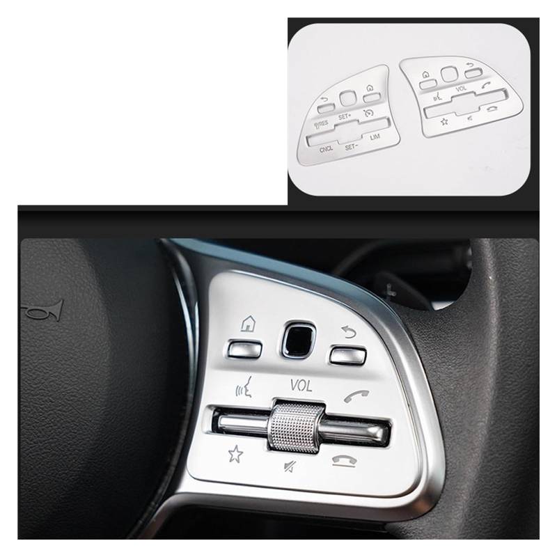 Innenraum Auto Zubehör Für Benz Für GLB Für GLA Für CLA Auto Lenkrad Klimaanlage Taste Abdeckungen Aufkleber Zündung Start-Taste Dekor Abdeckung Trim Auto Innen Zubehör(2Pcs) von TETARI