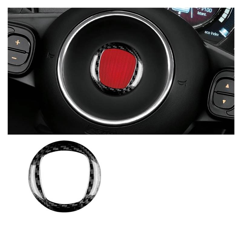 Innenraum Auto Zubehör Für Fiat 500 Für Abarth 595 695 2008-2021 2022 2023 Auto Lenkrad Center Interior Zubehör Harte Carbon Faser Aufkleber Auto Innen Zubehör(Inner Black) von TETARI