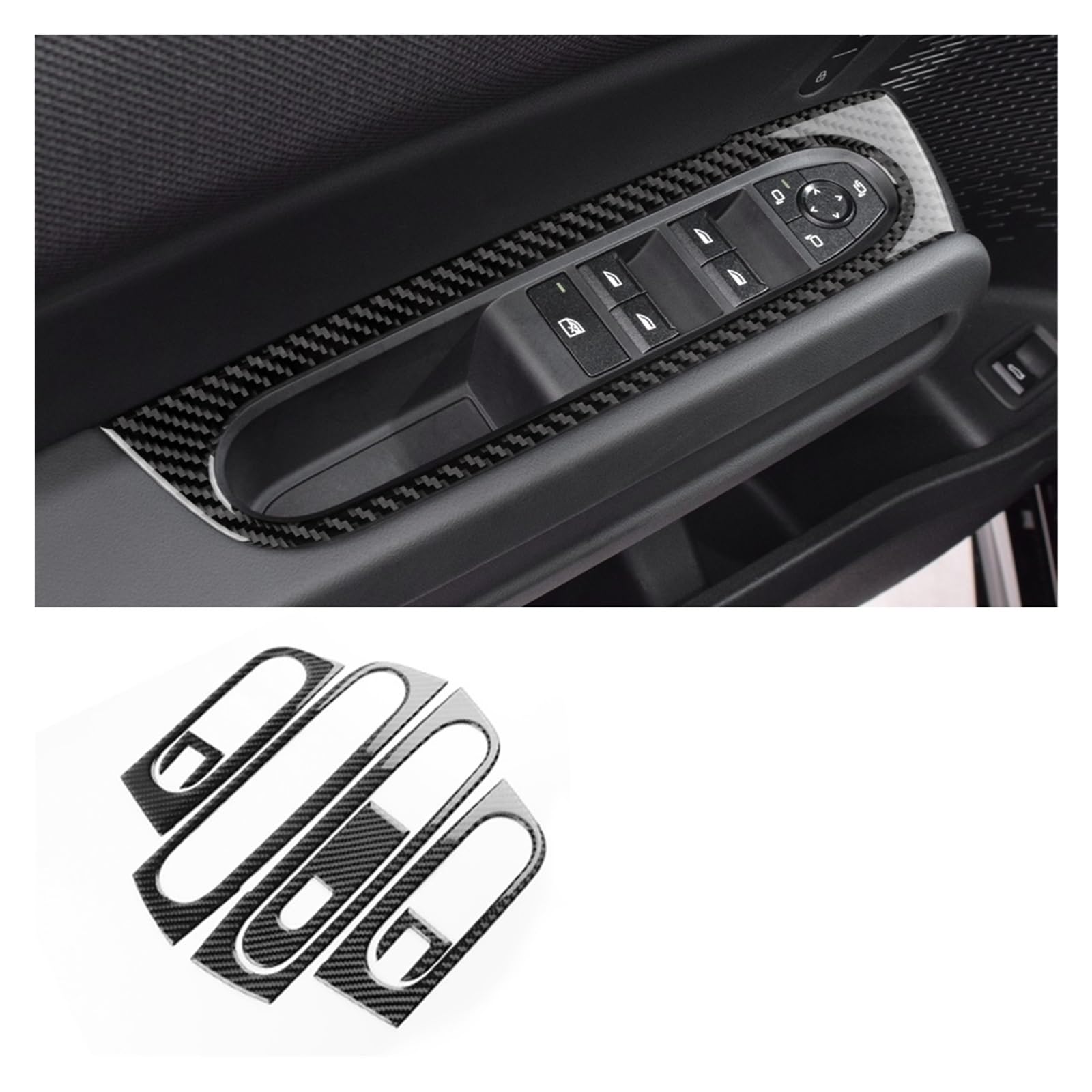 Innenraum Auto Zubehör Für Mini Für Countryman U25 2024 2025 Auto Tür Fensterheber Schalter Rahmen Innen Weichen Carbon Aufkleber Panel LHD RHD Auto Innen Zubehör(BLACK B) von TETARI