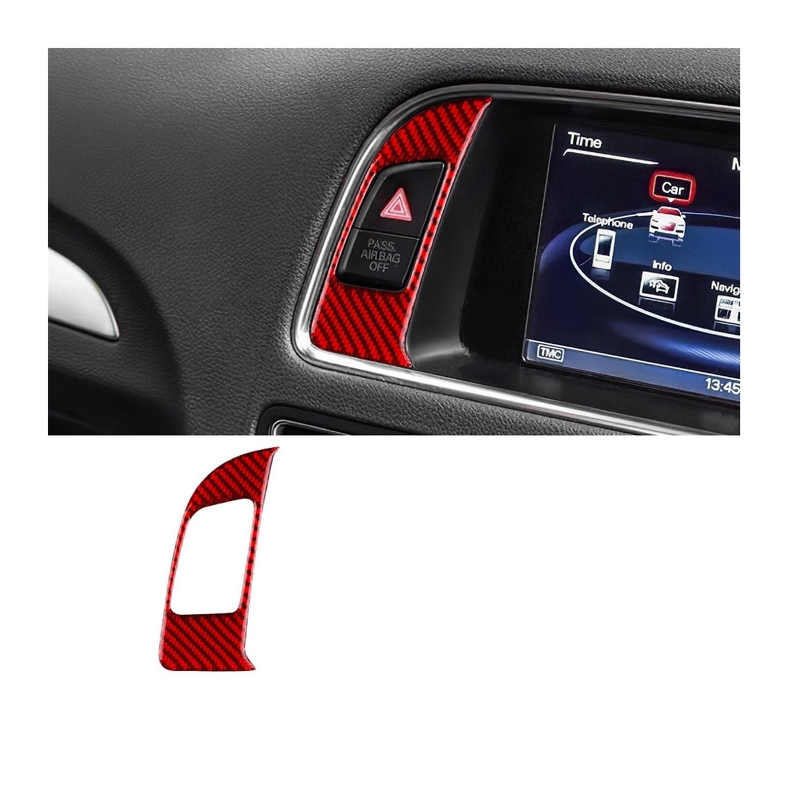 Innenraum Auto Zubehör Für Q5 2009 2010 2011 2012 2013 2014 2015 2016 Notfall Licht Taste Panel Innen Trim Weiche Carbon Faser Aufkleber Auto Innen Zubehör(Rechtslenker) von TETARI