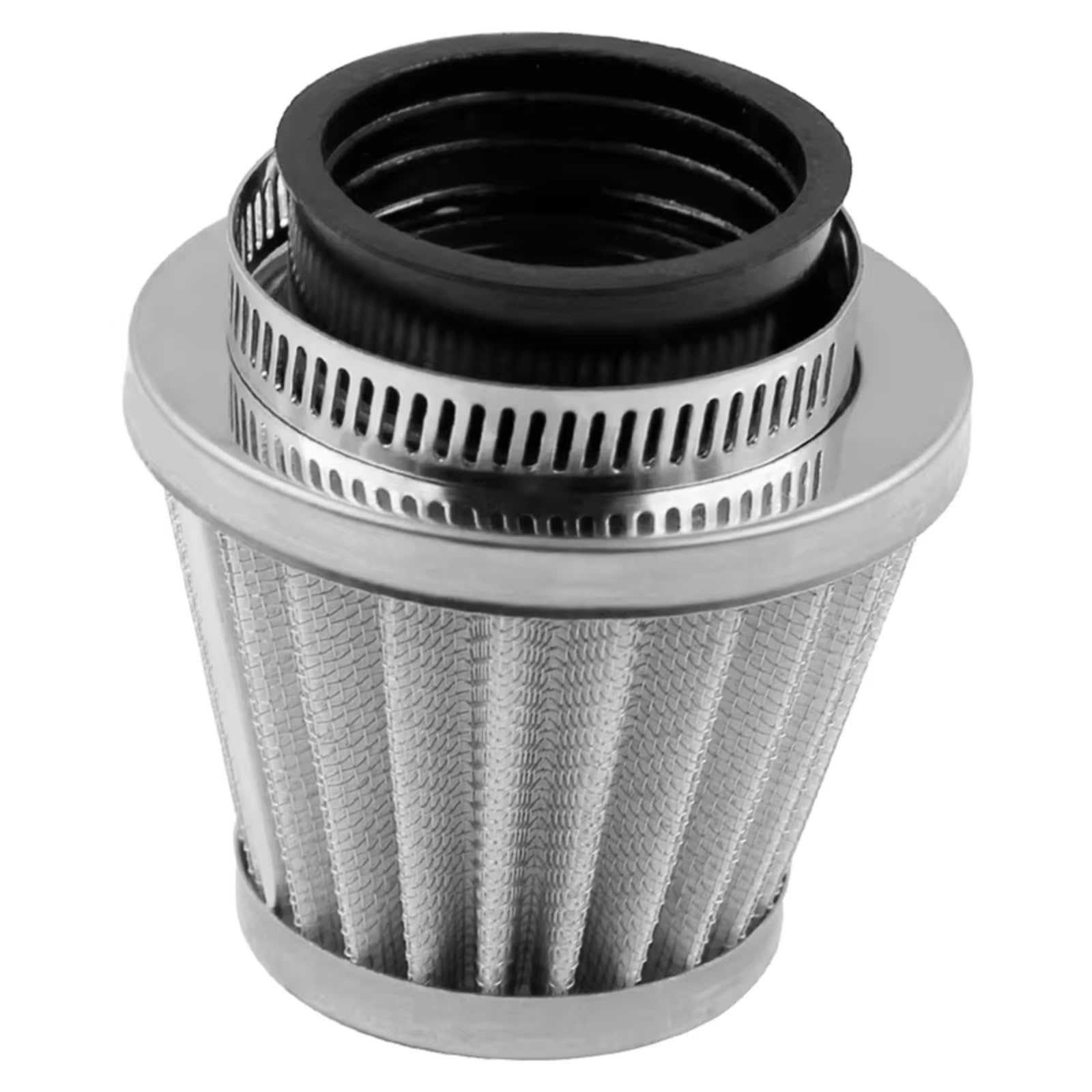 Luftfilter Motorrad Für Suzuki Rot/Schwarz/Silber 42mm Motorrad Pilz Kopf Intake Clamp-on Luftfilter Reiniger Sportluftfilter Luft Filter(1PC Silver) von TETARI