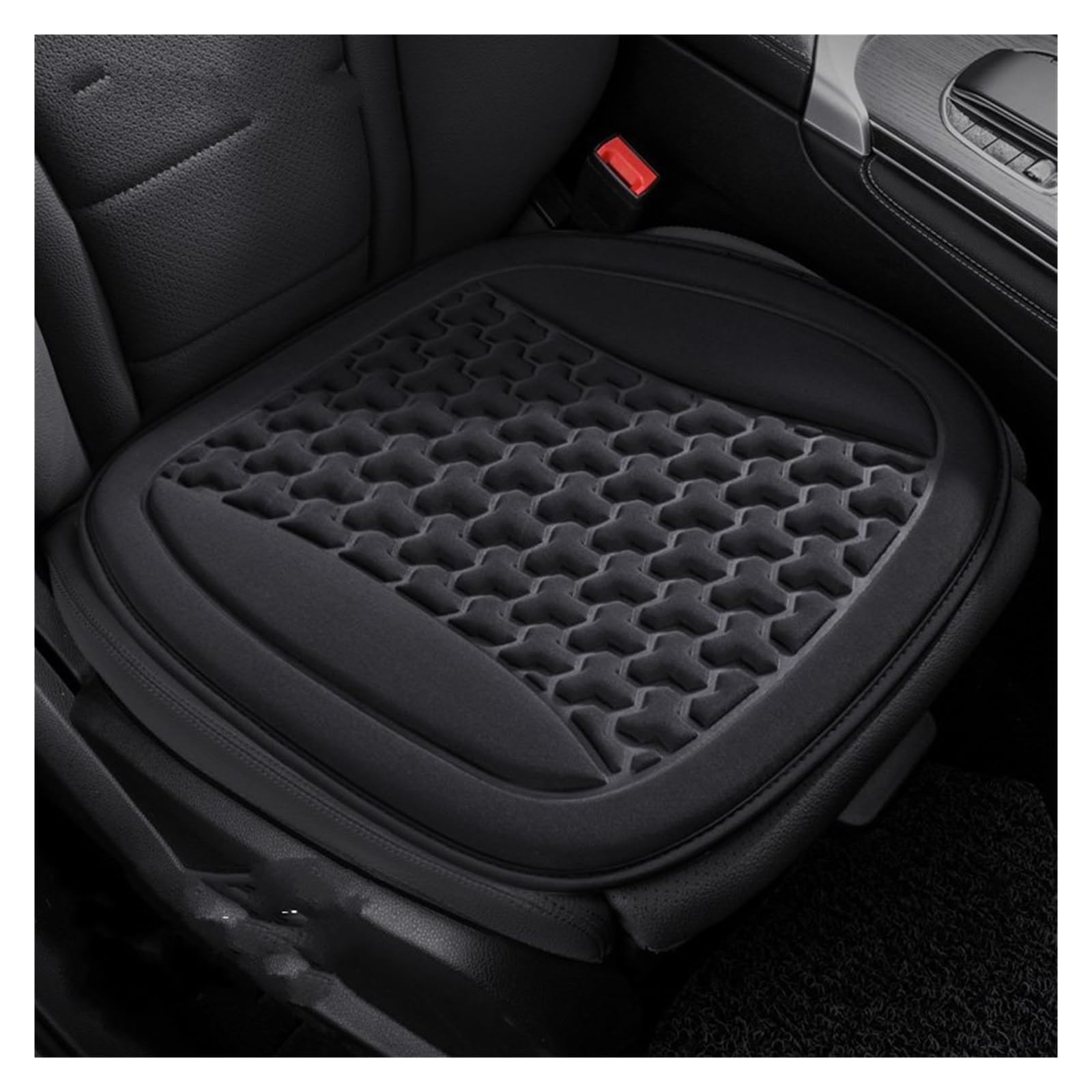 TETARI Auto-Schonbezüge 3D Atmungsaktive Autositzbezug Schweißfestes Autositzkissen Konvexes Design Zur Wärmeableitung Universelles Auto-Stuhlmatten-Pad Sitzbezüge Auto(Black Seat Pad) von TETARI