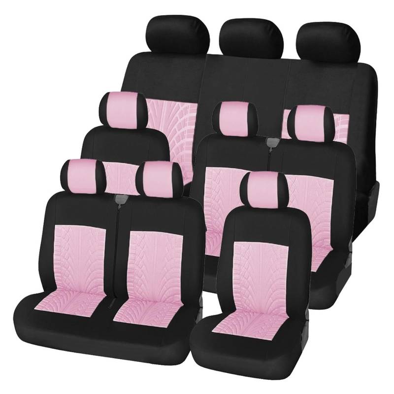 TETARI Auto-Schonbezüge 9-Sitzer-Bussitzbezüge, schmutzabweisende Autositzschoner Sitzbezüge Auto(Pink-9PCS) von TETARI