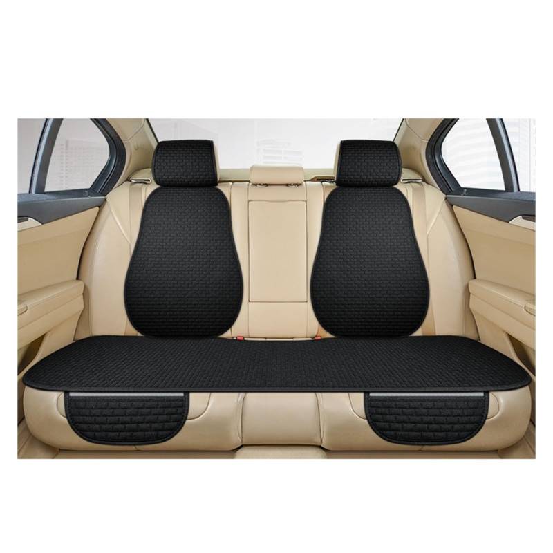 TETARI Auto-Schonbezüge Auto Sitz Abdeckung Vorne Hinten Zurück Flachs Sitzkissen Leinen Automobil Sitz Rückenlehne Protector Pad Auto Abdeckungen Matte Schützen Sitzbezüge Auto(1 Set Black Rear) von TETARI