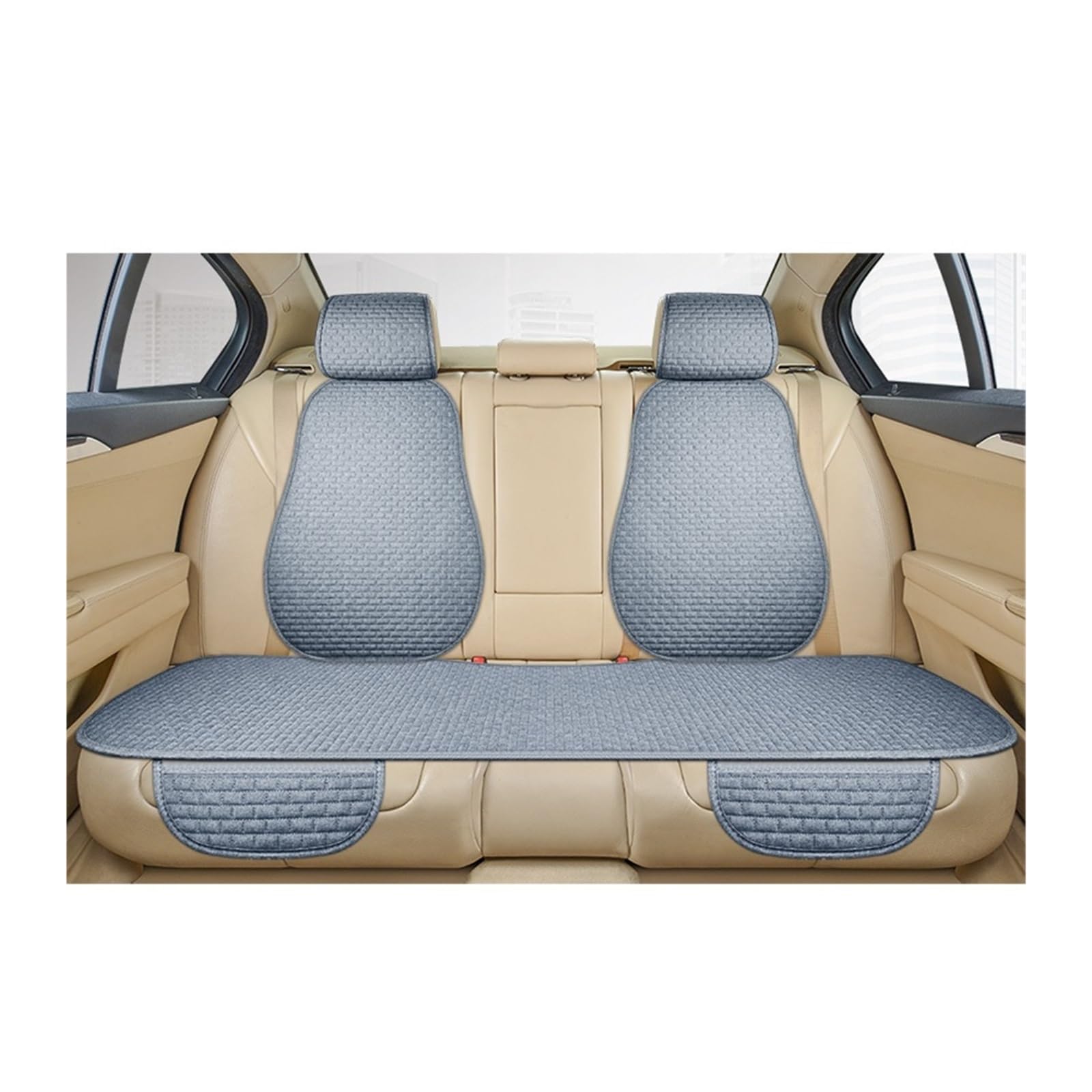 TETARI Auto-Schonbezüge Auto Sitz Abdeckung Vorne Hinten Zurück Flachs Sitzkissen Leinen Automobil Sitz Rückenlehne Protector Pad Auto Abdeckungen Matte Schützen Sitzbezüge Auto(1 Set Gray Rear) von TETARI