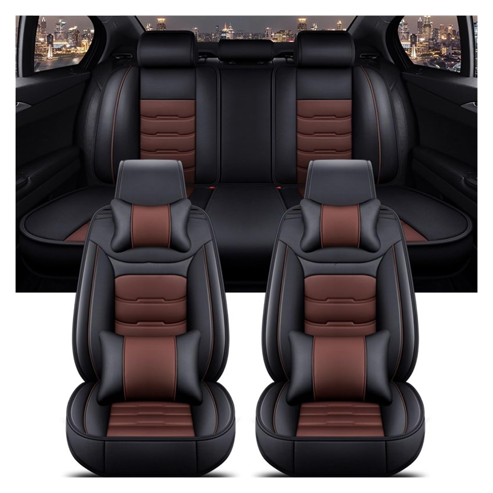 TETARI Auto-Schonbezüge Für 1er E81 E82 E87 E88 F20 F21 F52 F40 alle Automodelle Universal-Autositzbezug Sitzbezüge Auto(Black Coffee 5 Seat A) von TETARI