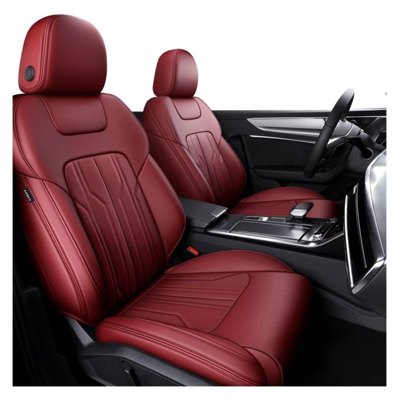 TETARI Auto-Schonbezüge Für A4 A6 Q3 Q5 Autozubehör Sitzbezüge für 5 Sitze Komplettset Leder Sitzbezüge Auto(Burgundy) von TETARI