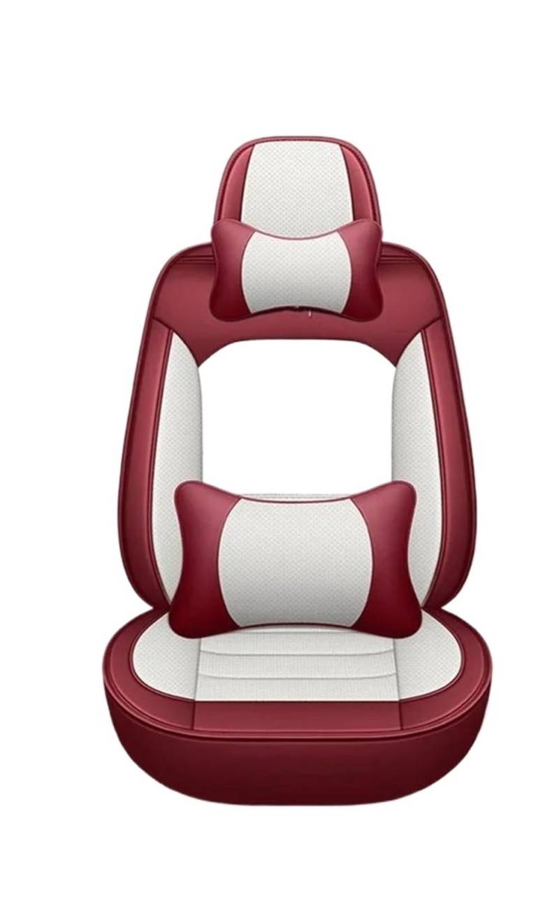 TETARI Auto-Schonbezüge Für Benz Alle Modelle E-Klasse Für GLK Für GLC S55 SL W212 W211 Für SLK Material Universal Sitzbezug Sitzbezüge Auto(White red Pillow) von TETARI