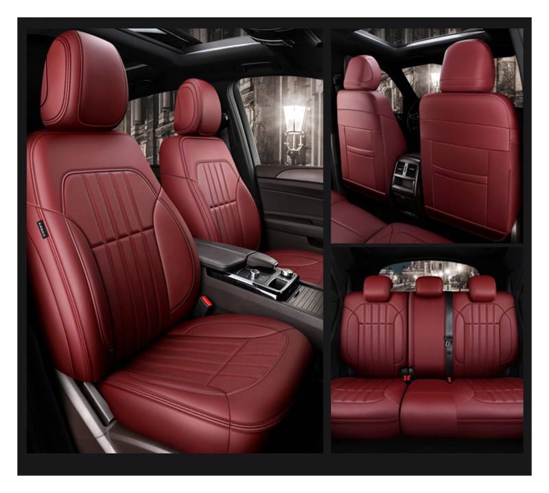 TETARI Auto-Schonbezüge Für Benz W204 W205 W211 W203 W246 Autozubehör Sitzbezug Für 5 Sitze Komplettset Lederspezifisch Sitzbezüge Auto(Burgundy) von TETARI