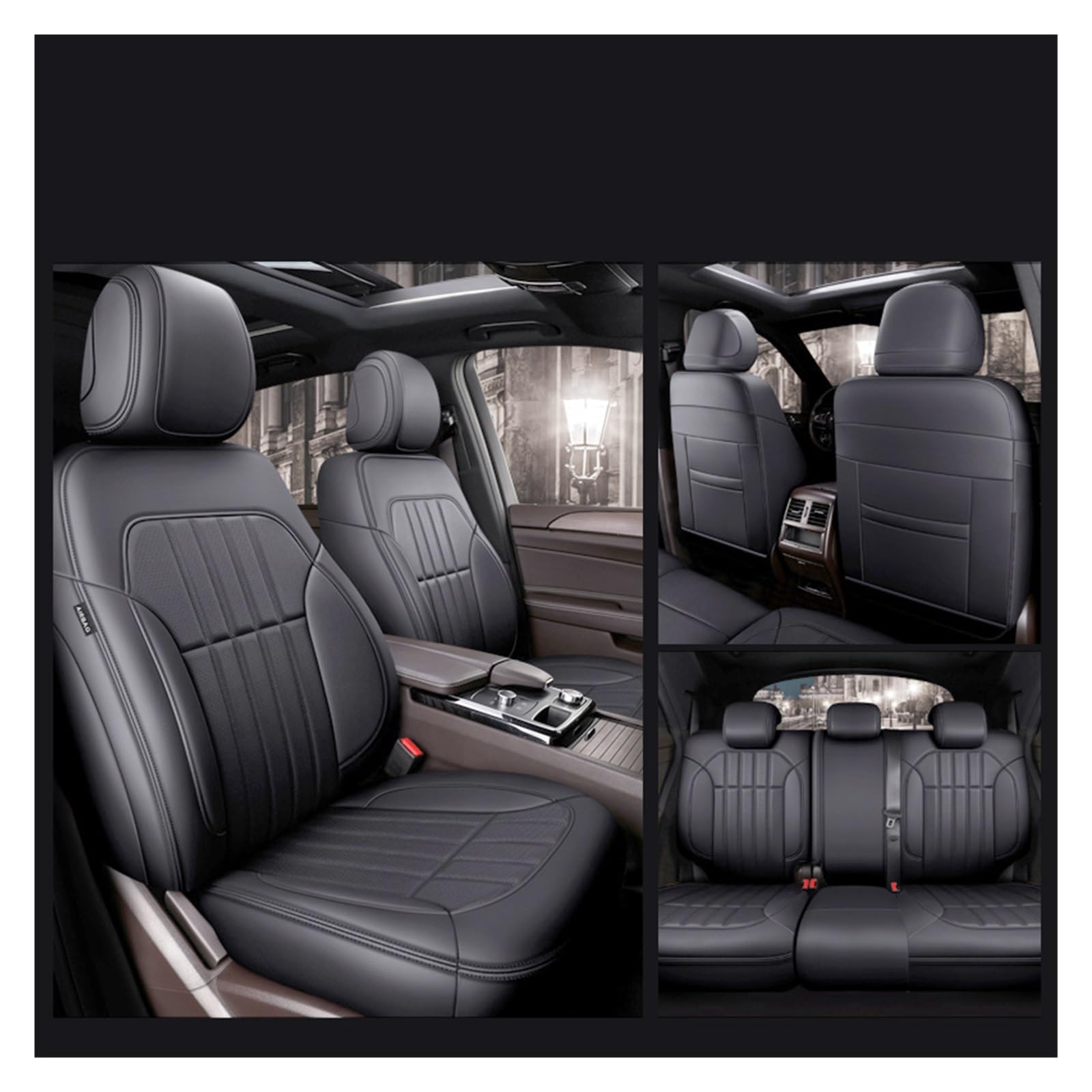 TETARI Auto-Schonbezüge Für Benz W204 W205 W211 W203 W246 Autozubehör Sitzbezug Für 5 Sitze Komplettset Lederspezifisch Sitzbezüge Auto(Gray) von TETARI