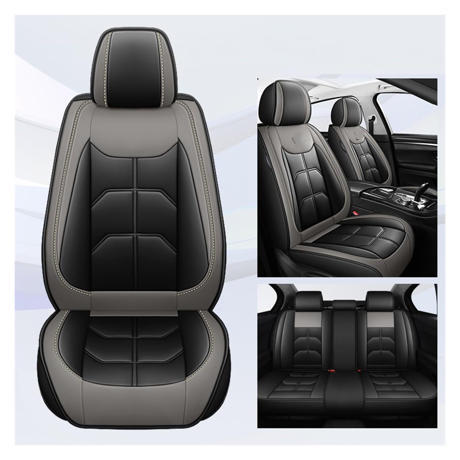 TETARI Auto-Schonbezüge Für Chevrolet Für Cruze Für Blazer Für Captiva Für Camaro Für Aveo Für Malibu Für Equinox Universal Auto Sitz Abdeckung Sitzbezüge Auto(Black Grey 5 Seat) von TETARI