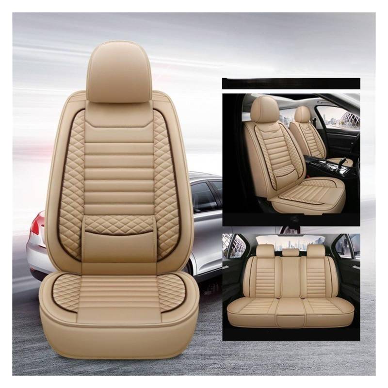 TETARI Auto-Schonbezüge Für Citroen C2 C3 C4 C5 C6 DS3 DS4 DS4 DS5 DS7 360° Full Surround Universal Auto Ledersitzbezug Sitzbezüge Auto(5 Seats Beige) von TETARI