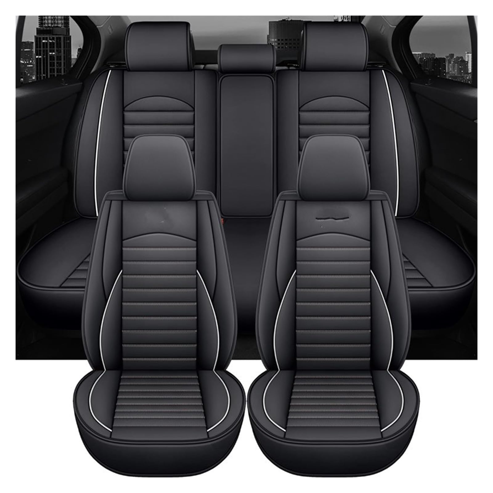 TETARI Auto-Schonbezüge Für Geely Für Geometrie C Universal Leder Auto Sitzbezüge Auto Innen Zubehör Sitzbezüge Auto(5 PCS a) von TETARI