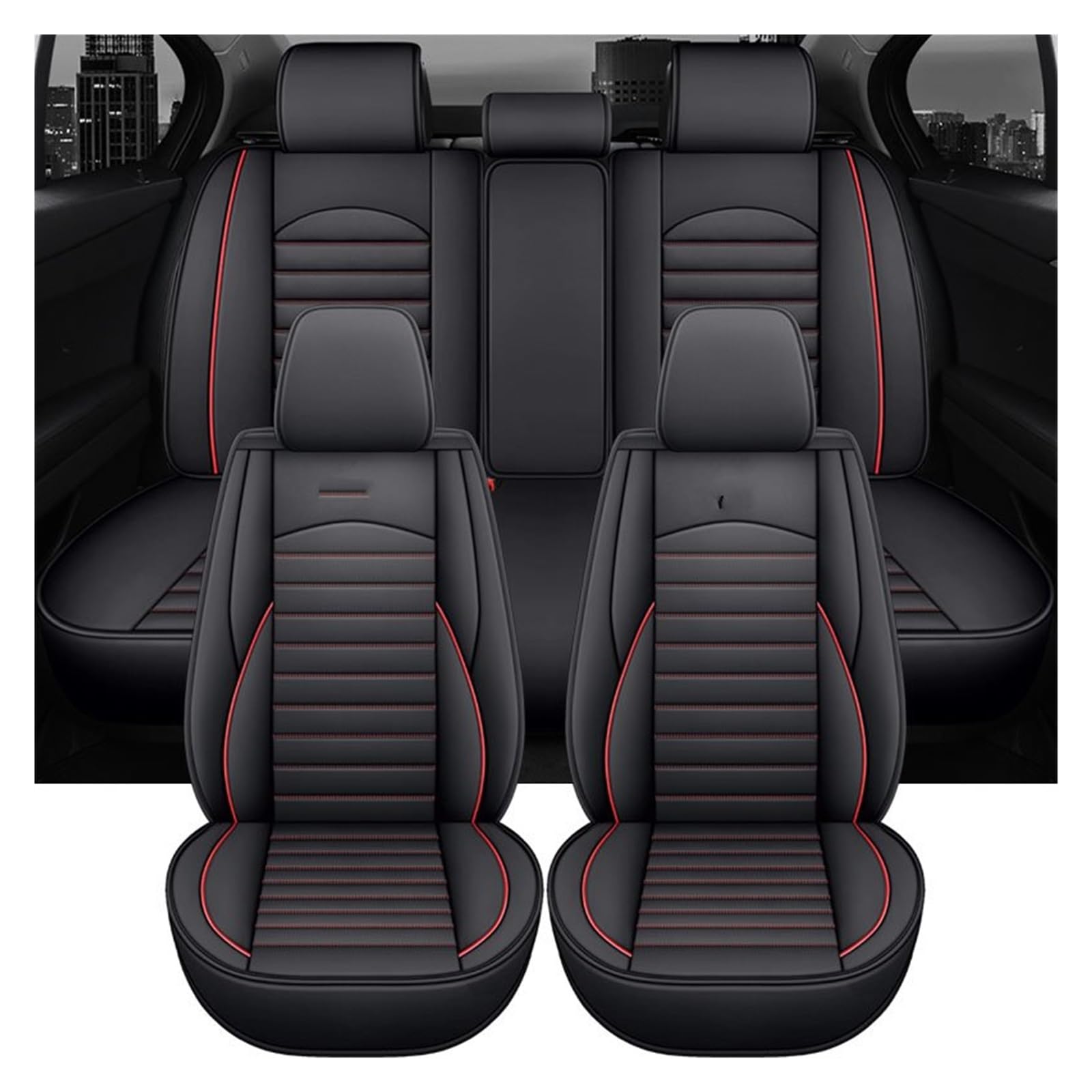 TETARI Auto-Schonbezüge Für Geely Für Geometrie C Universal Leder Auto Sitzbezüge Auto Innen Zubehör Sitzbezüge Auto(5 PCS b) von TETARI