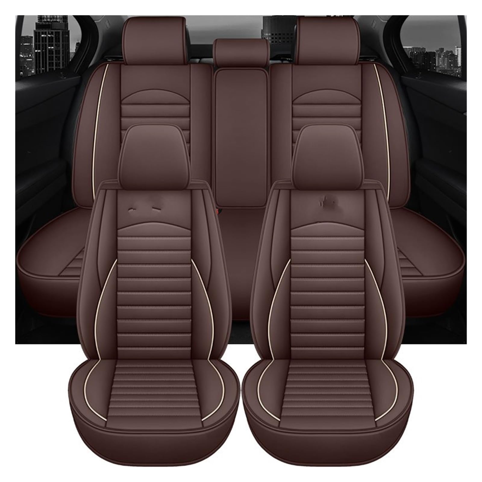 TETARI Auto-Schonbezüge Für Geely Für Geometrie C Universal Leder Auto Sitzbezüge Auto Innen Zubehör Sitzbezüge Auto(5 PCS e) von TETARI