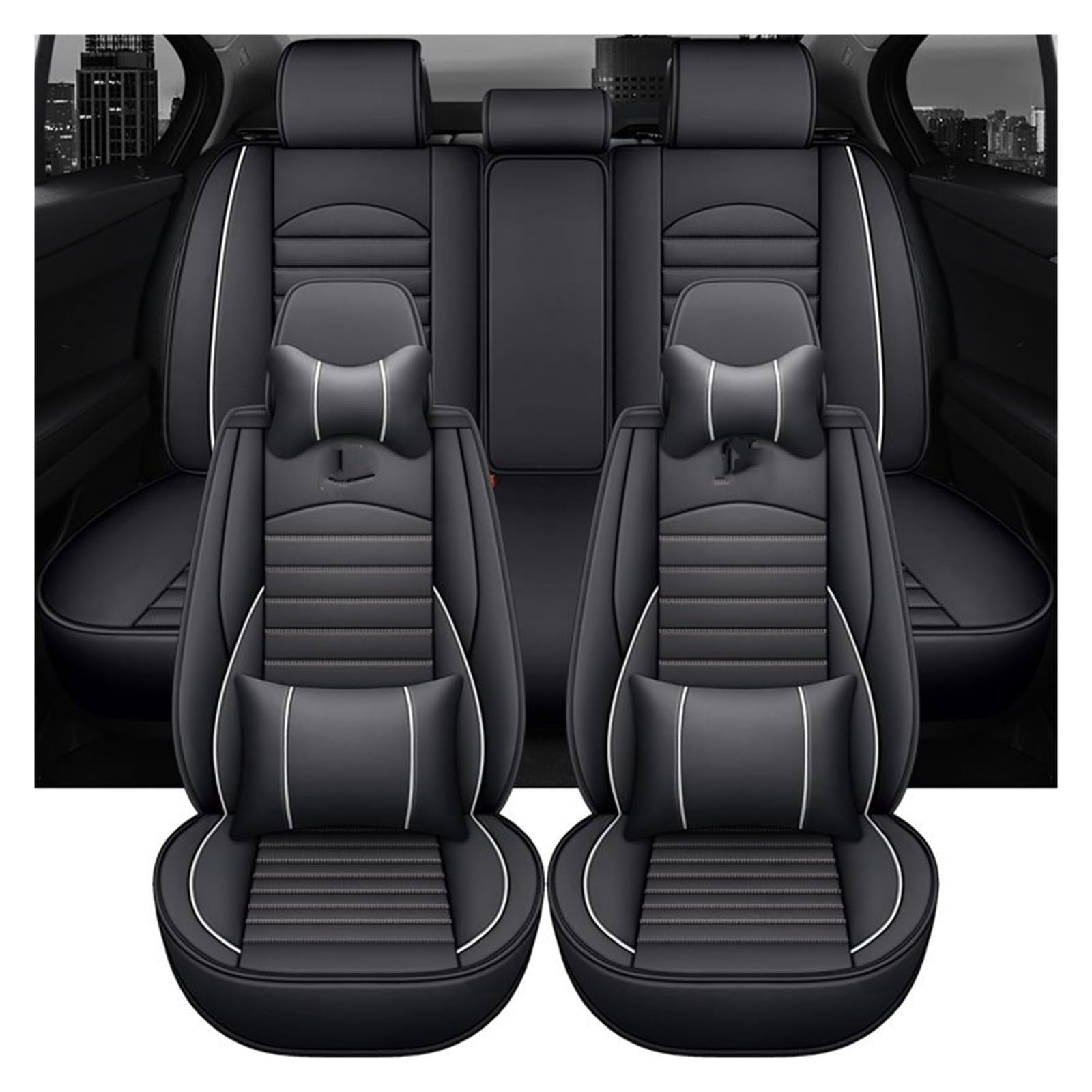 TETARI Auto-Schonbezüge Für Geely Für Geometrie C Universal Leder Auto Sitzbezüge Auto Innen Zubehör Sitzbezüge Auto(9 PCS a) von TETARI