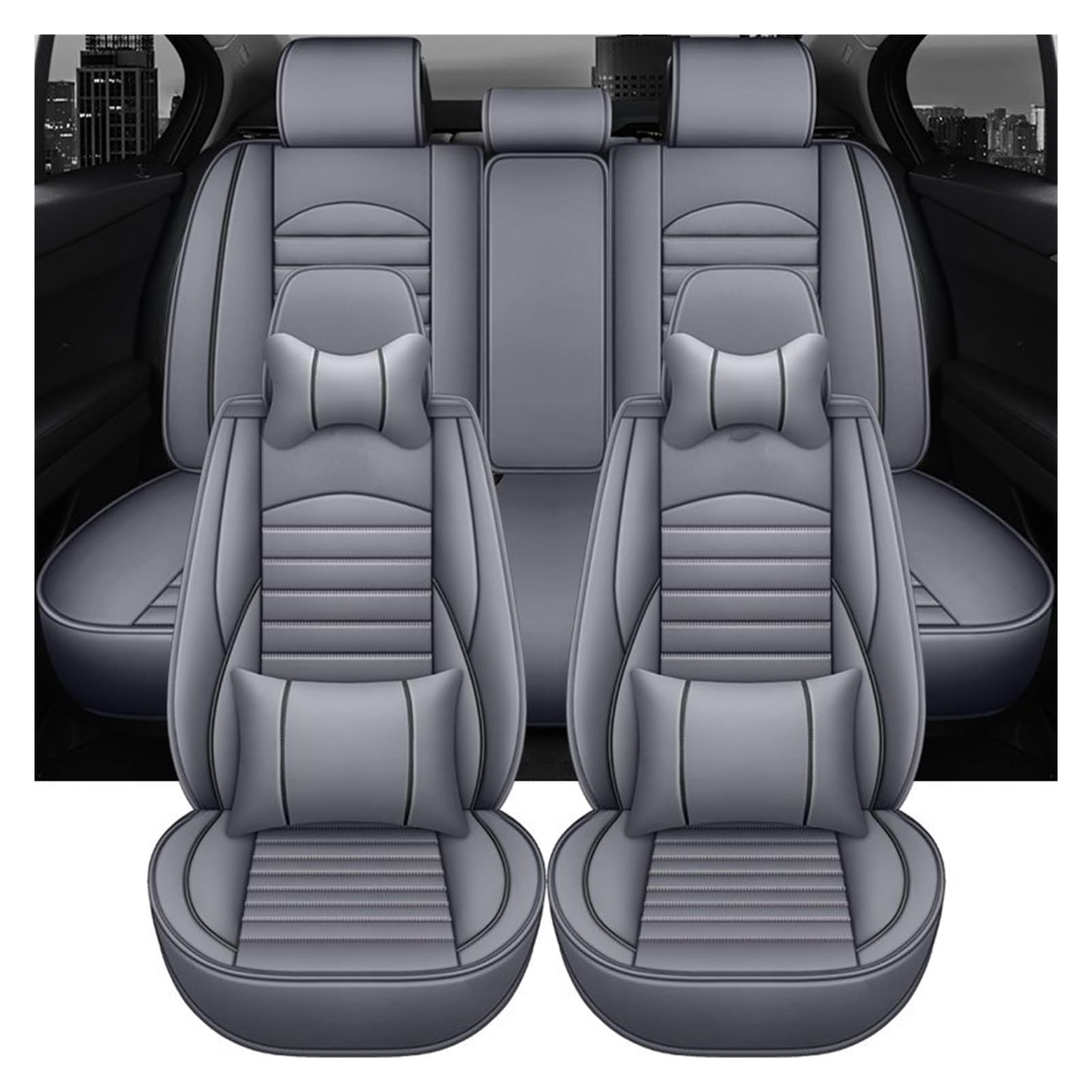 TETARI Auto-Schonbezüge Für Geely Für Geometrie C Universal Leder Auto Sitzbezüge Auto Innen Zubehör Sitzbezüge Auto(9 PCS c) von TETARI