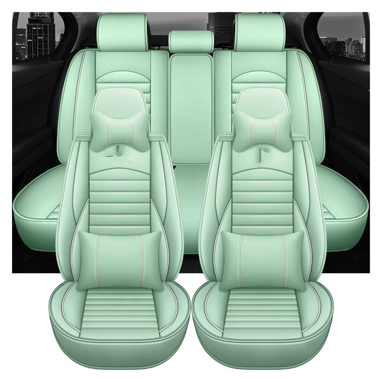 TETARI Auto-Schonbezüge Für Geely Für Geometrie C Universal Leder Auto Sitzbezüge Auto Innen Zubehör Sitzbezüge Auto(9 PCS d) von TETARI