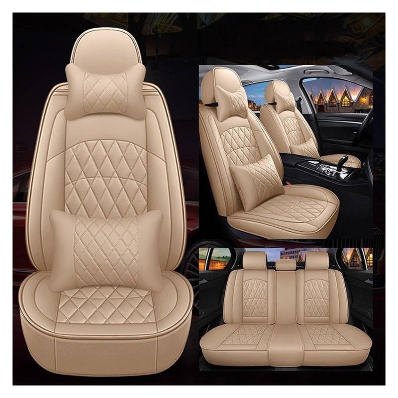 TETARI Auto-Schonbezüge Für Haval Alle Modelle H1 H2 H3 H4 H6 H7 H8 H9 H5 M6 H2S H6coupe Auto Zubehör Leder Auto Sitzbezug Sitzbezüge Auto(Beige Pillow) von TETARI