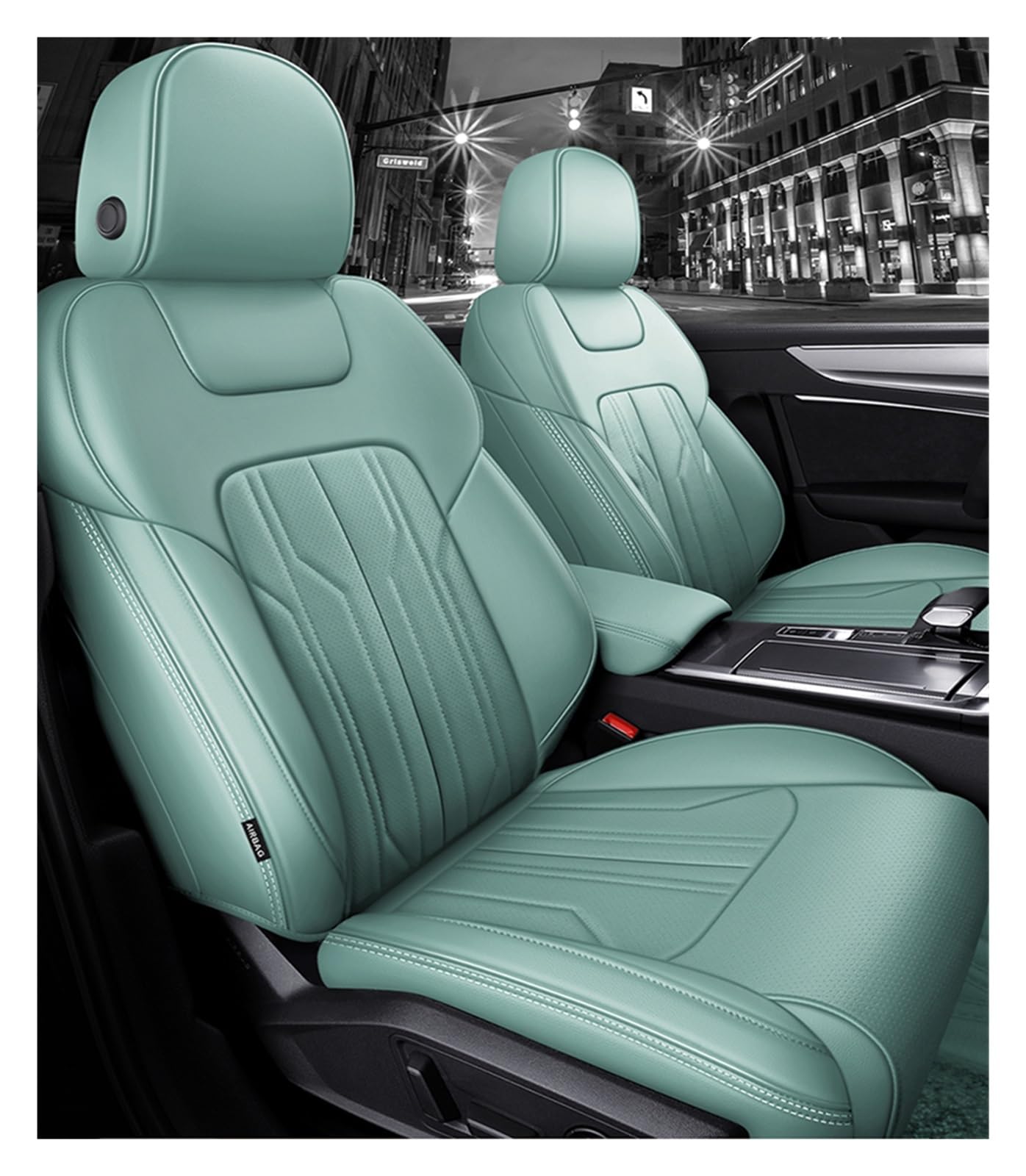 TETARI Auto-Schonbezüge Für Land Für Rover Für Discovery Für Range Für Rover Für Evoque Sport Auto Zubehör Sitzbezüge Vollen Satz Leder Sitzbezüge Auto(Green) von TETARI