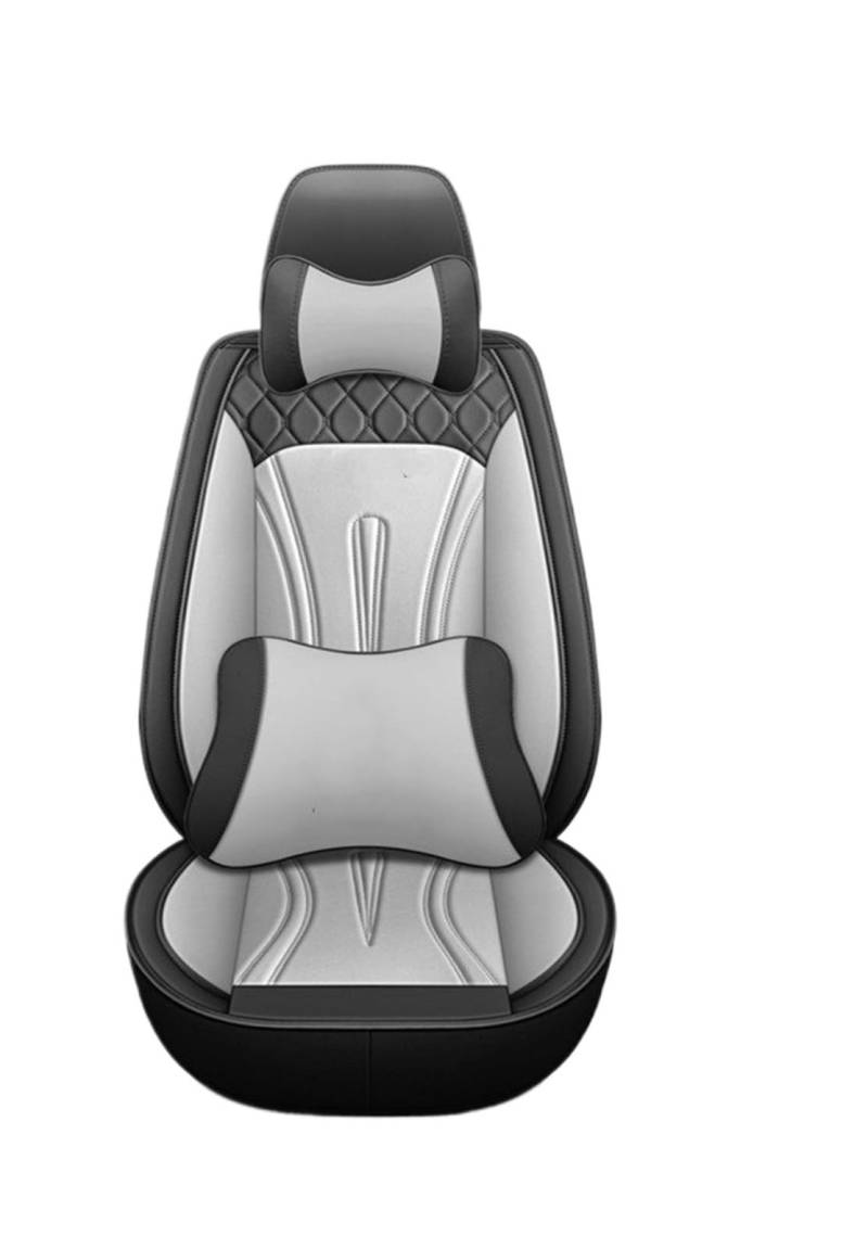 TETARI Auto-Schonbezüge Für Mazda MX-5 CX-5 6 2 3 5 CX-3 CX-4 CX-5 CX-6 CX-7 CX-9 RX 8 Universal 5-Sitzer Auto Ledersitzbezug Sitzbezüge Auto(Black Gray pilow) von TETARI