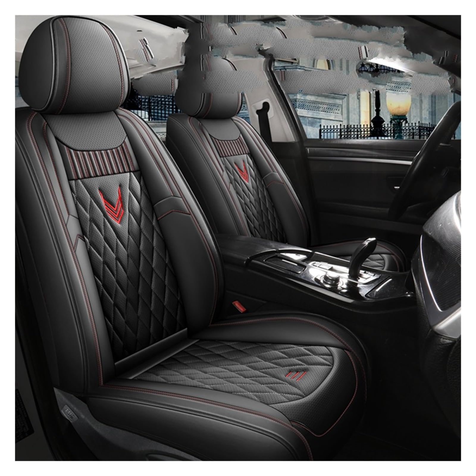 TETARI Auto-Schonbezüge Für Mitsubishi Für Pajero Für Lancer Für Outlander XL 3 Für Space Für Star Für Grandis Für Carisma L200 Leder Auto Sitz Abdeckung Sitzbezüge Auto(Black Front) von TETARI