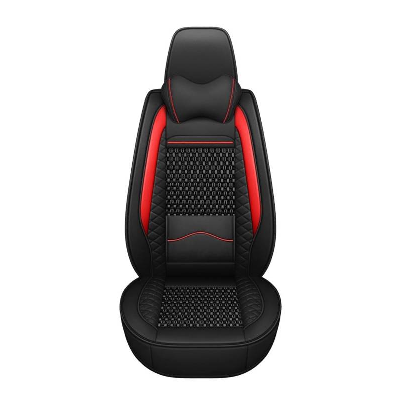 TETARI Auto-Schonbezüge Für Mitsubishi Für Pajero4 2 Für Sport Für Outlander XL Für ASX EIS Seide Atmungsaktive Auto Leder Sitzbezug Sitzbezüge Auto(Black red Pillow) von TETARI