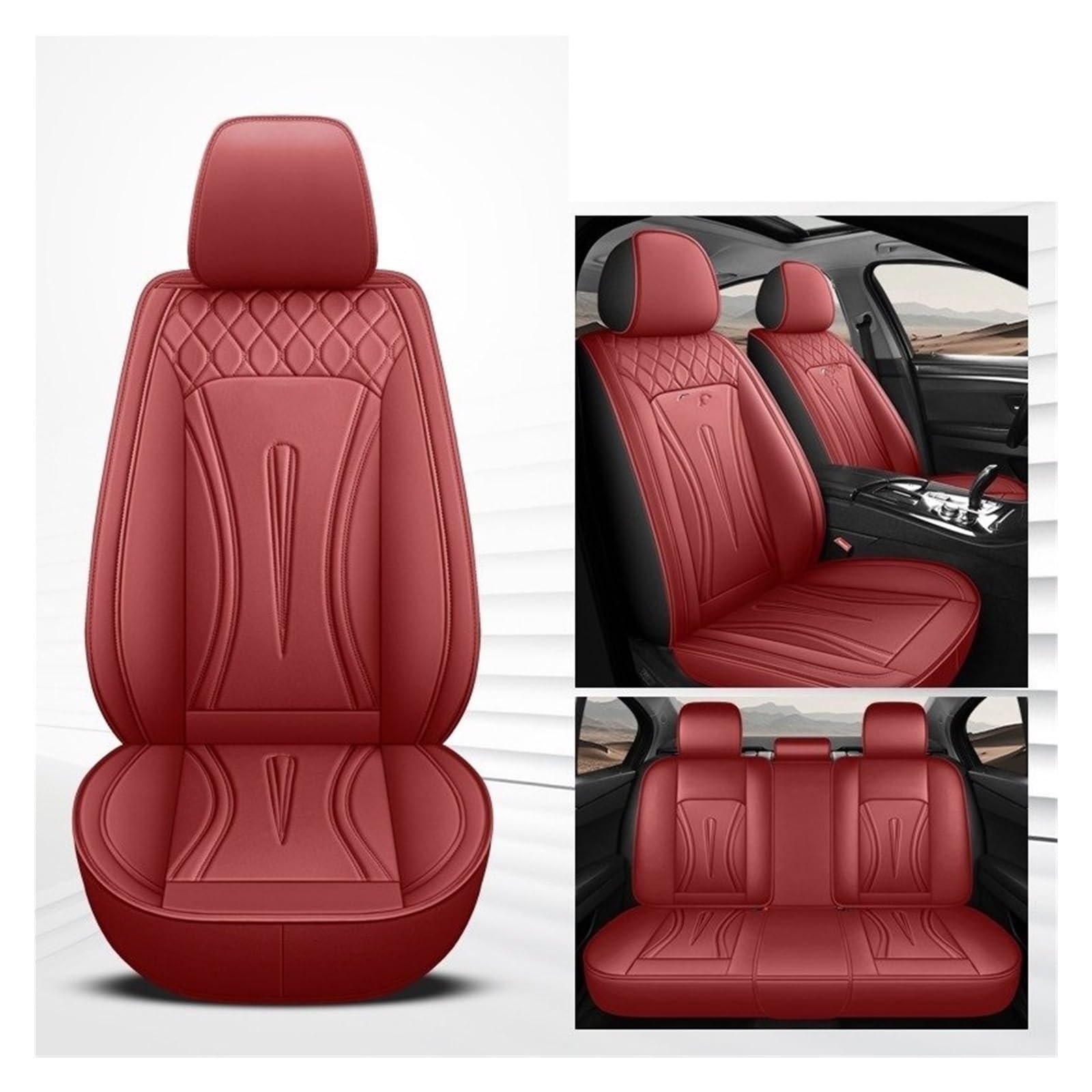 TETARI Auto-Schonbezüge Für Opel Für Vauxhall Für Astra Für Merina Für Zafira Für Vita Für Insoia Universal 5-Sitz Auto Leder Sitzbezug Sitzbezüge Auto(Wine red) von TETARI