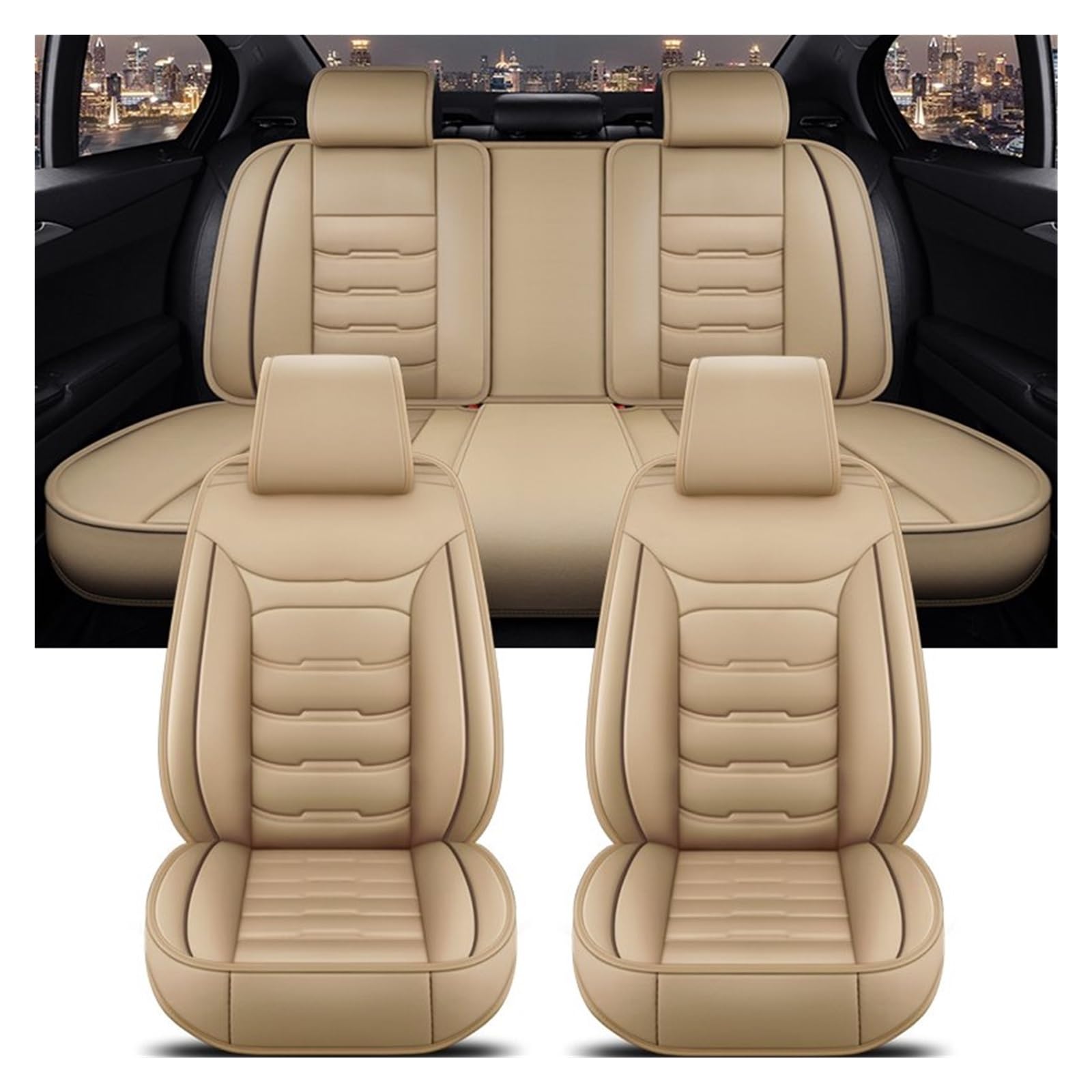 TETARI Auto-Schonbezüge Für Volvo XC60 XC90 XC40 XC70 S60L C30 S80 S90 V50 V60 Alle Automodelle Universeller Autositzbezug Sitzbezüge Auto(Beige 5 Seat) von TETARI