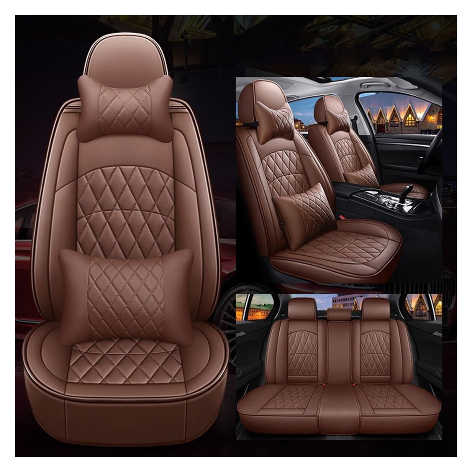 TETARI Auto-Schonbezüge Für W205 C-Klasse W202 W203 W204 A205 C204 C205 S202 S203 Universal-Autositzbezüge Sitzbezüge Auto(Coffee 5 Seat a) von TETARI