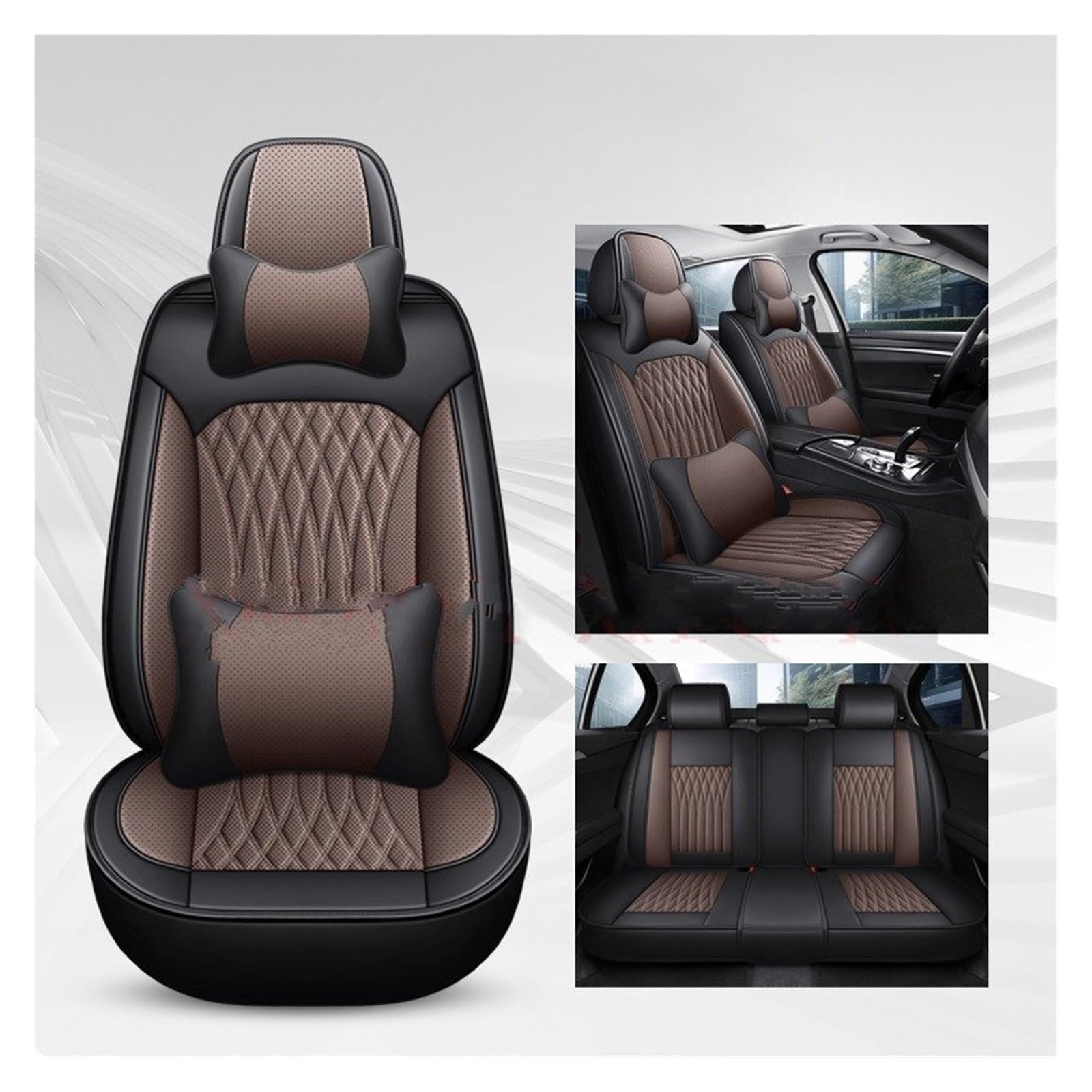 TETARI Auto-Schonbezüge Für X5 E87 E87 X1 F48 X2 X3 X4 X6 X7 M3 M4 M5 Alle Automodelle Pu-Leder Universal Autositzbezug Sitzbezüge Auto(Black Coffee 5 Seat A) von TETARI