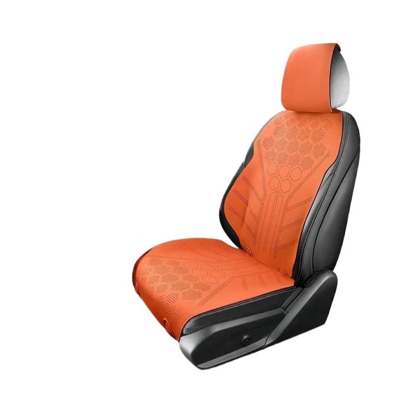 TETARI Auto-Schonbezüge Ganzjahres-Autositzbezug Atmungsaktive Wildleder-Vorder-/Rücksitz-Anti-Rutsch-Schutzkissen Sitzbezüge Auto(Orang Front seat Set) von TETARI