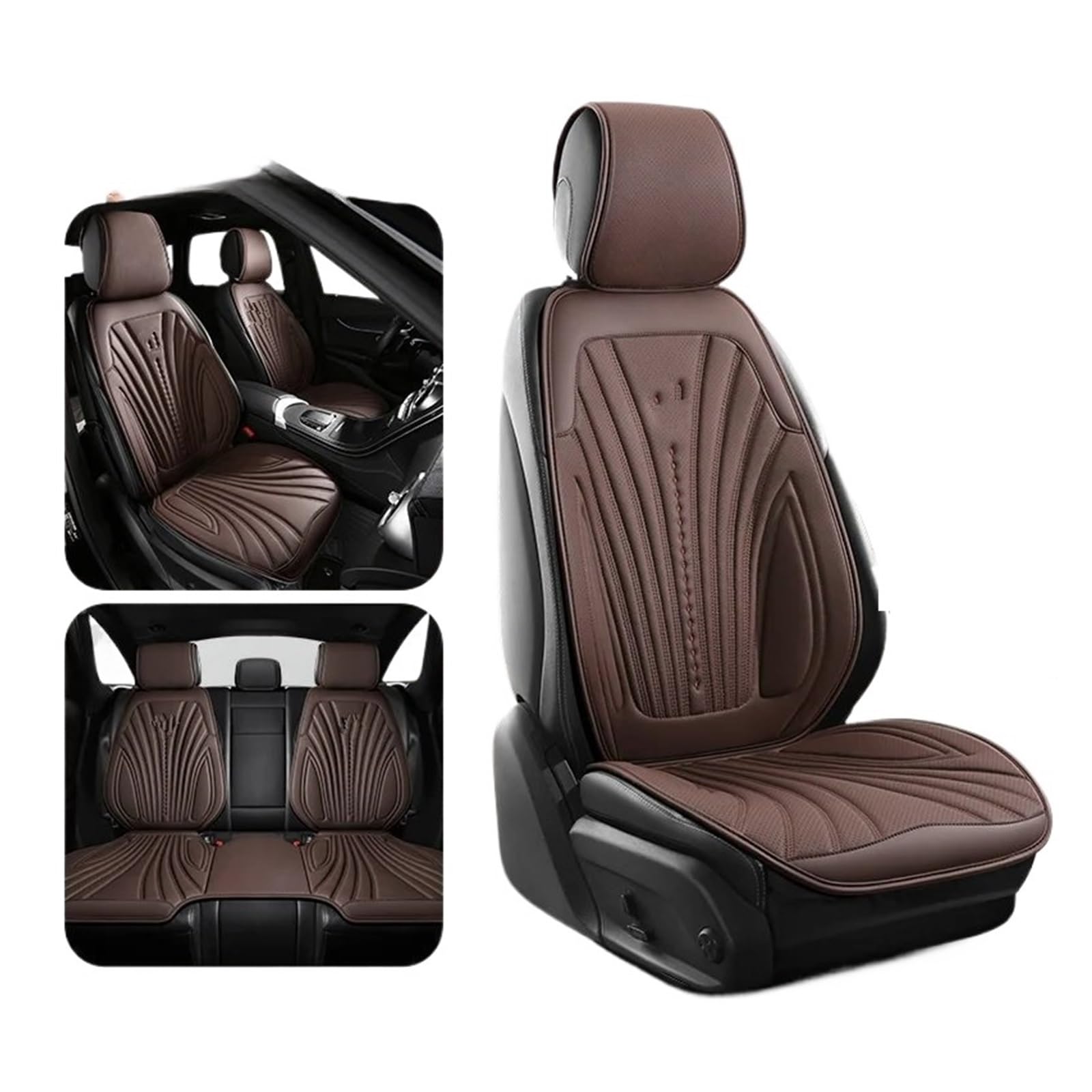 TETARI Auto-Schonbezüge Universal Auto Sitz Abdeckung Vier Saison Auto Atmungsaktive Sattel Pad Sitzbezüge Für Auto Coole Sitze Abdeckung Schutz Sitzbezüge Auto(Brown Set) von TETARI