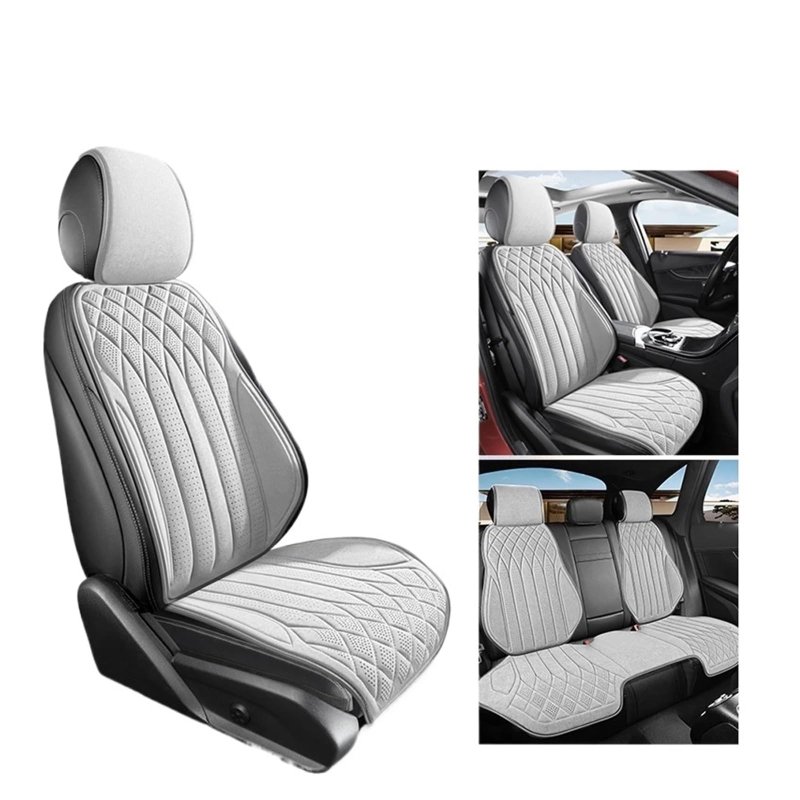 TETARI Auto-Schonbezüge Universal Auto Sitz Abdeckung Vier Saison Auto Leder Sattel Pad Sitzbezüge Für Auto Coole Sitze Abdeckung Schutz Sitzbezüge Auto(White Set) von TETARI