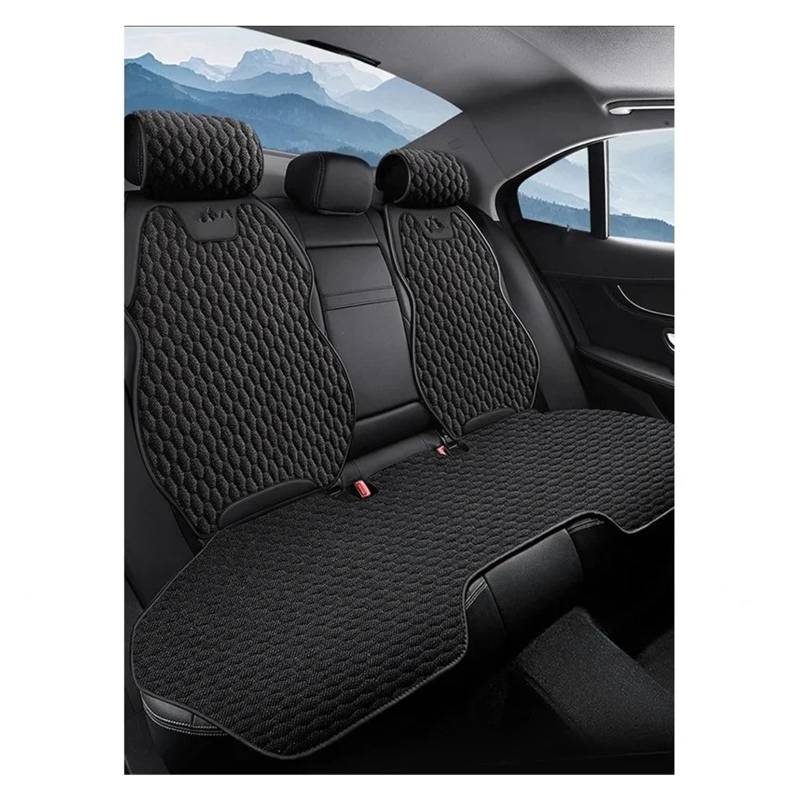 TETARI Auto-Schonbezüge Universeller Autositzbezug Für Vier Jahreszeiten, Atmungsaktive Flachs-Sitzbezüge Für Den Schutz Von Autositzen Sitzbezüge Auto(Black Rear seat Set) von TETARI