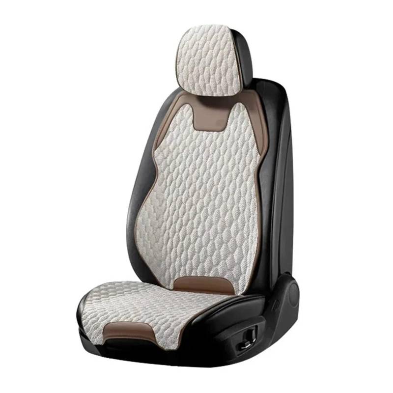 TETARI Auto-Schonbezüge Universeller Autositzbezug Für Vier Jahreszeiten, Atmungsaktive Flachs-Sitzbezüge Für Den Schutz Von Autositzen Sitzbezüge Auto(White Front seat Set) von TETARI