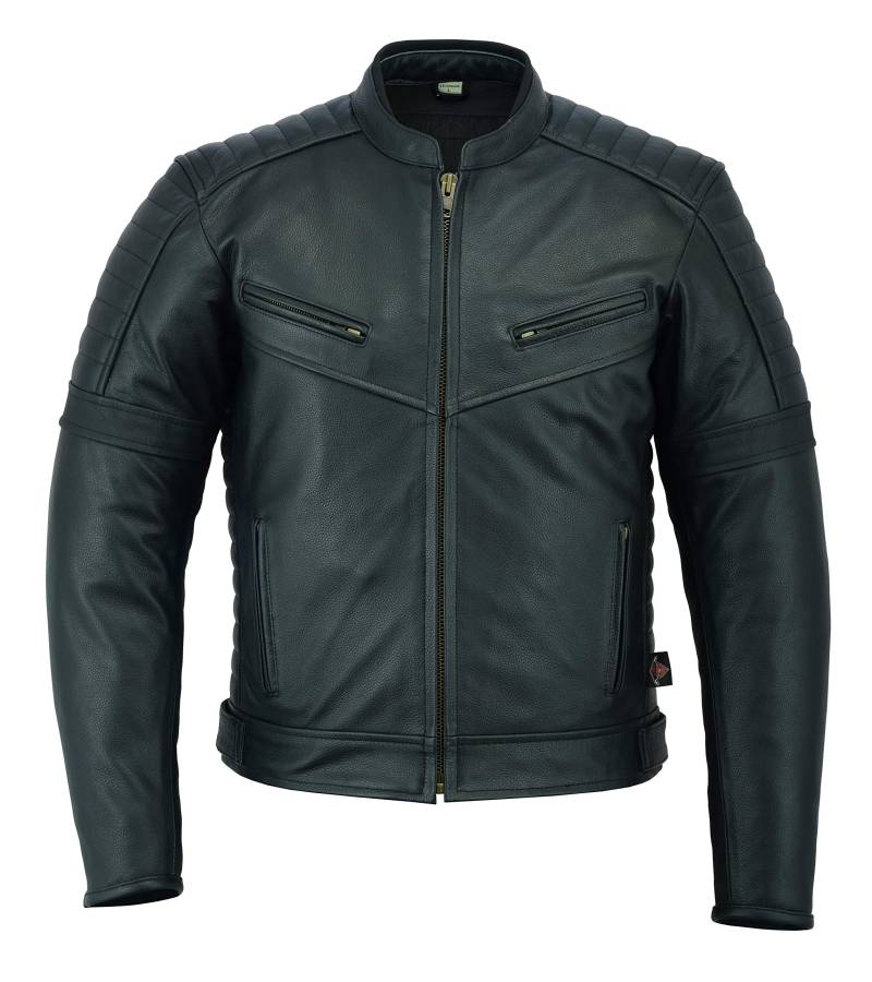 Texpeed Motorrad lederjacke herren mit protektoren - Schwarz Bikerjacke - Motorrad mit original biker rüstung gepanzert (EN 1621-1) Schutz - 4XL von Texpeed