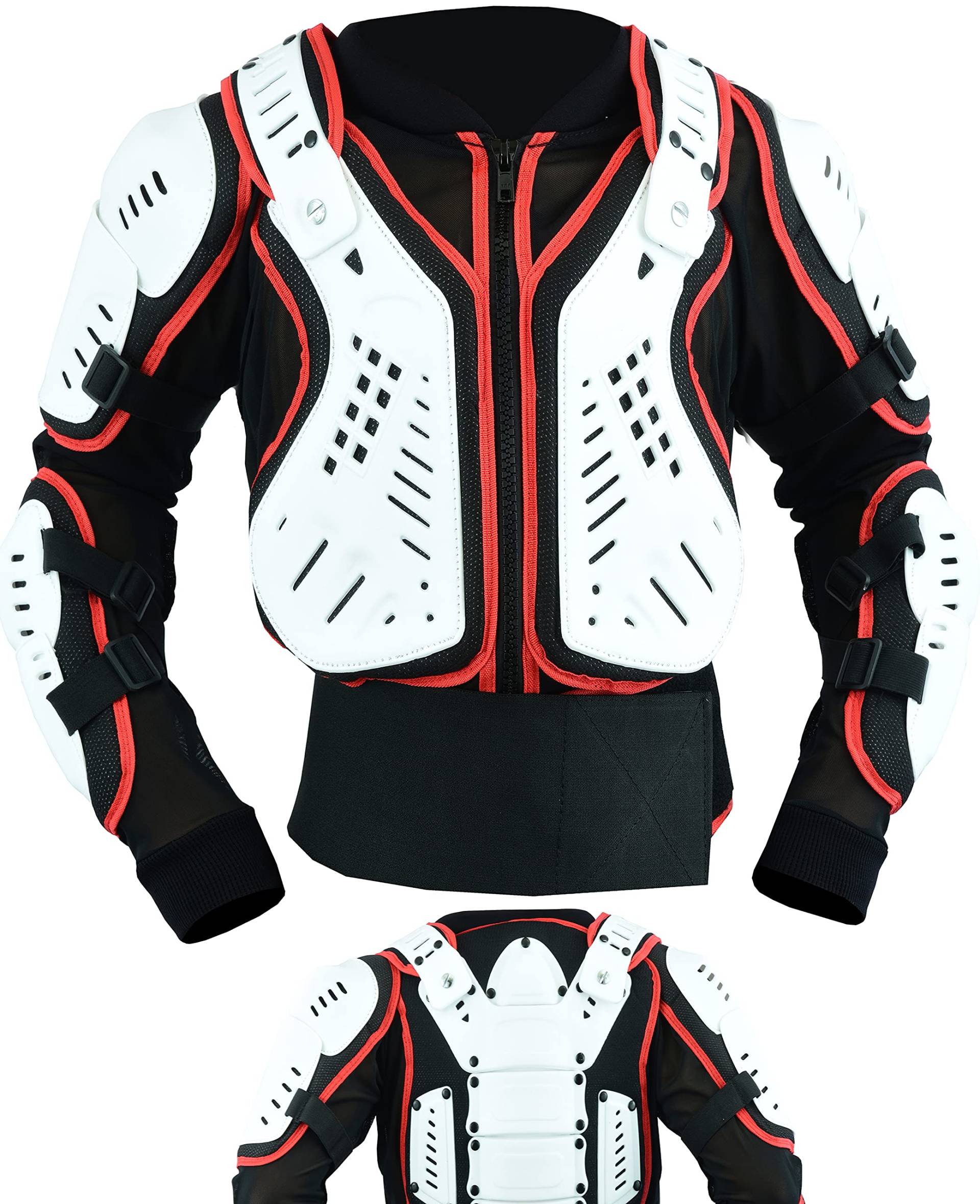 Texpeed - Kinder Motocross jacke mit Rückenprotektor für sportliche Aktivitäten - Enduro Brustschutz - Rot Weiß Schwarz - 6 Jahre von Texpeed