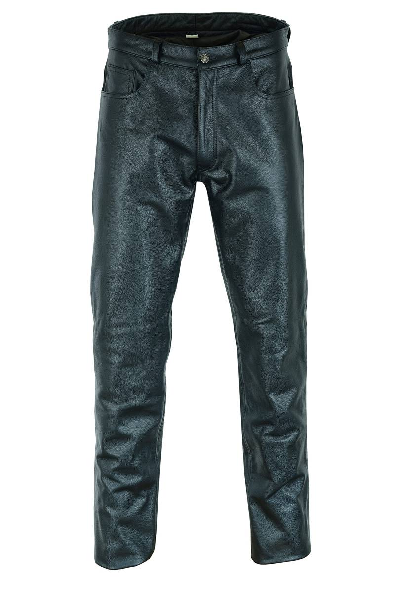 Texpeed Lederjeans Herren Rindsleder Oben genarbtes Echtleder - Lässige Motorrad Biker Lederhose Schwarz - M von Texpeed