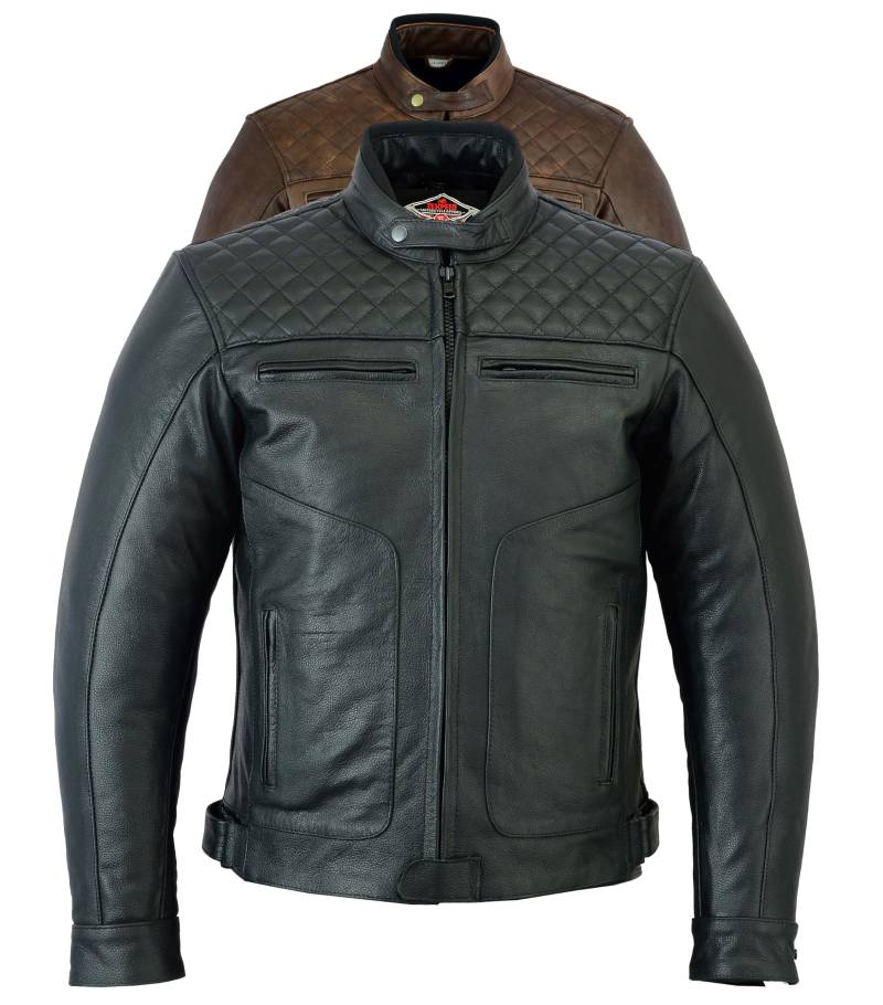 Texpeed Motorrad lederjacke herren mit protektoren - Leder mit Rautensteppung - Motorrad Mit Original Biker Rüstung (EN 1621-1) Schutz Schwarz - 6XL von Texpeed