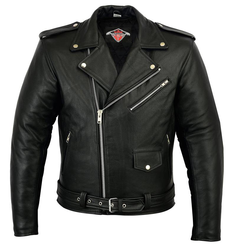 Texpeed Motorrad lederjacke herren mit protektoren - Marlon Brando Retro Chopper Rockerjacke - Mit Original Biker Rüstung (EN 1621-1) Schutz Schwarz - 4XL von Texpeed