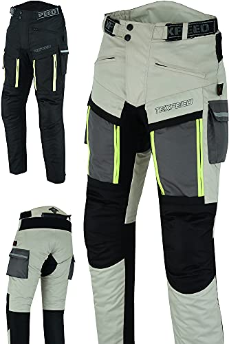 Texpeed Motorradhose Mit Protektoren Herren - Textil Wasserdicht Motorroller Motorrad Bikerin Mit Schutz Rüstung (EN 1621-1) - Sommer/Winter Weiß/Beige - S von Texpeed