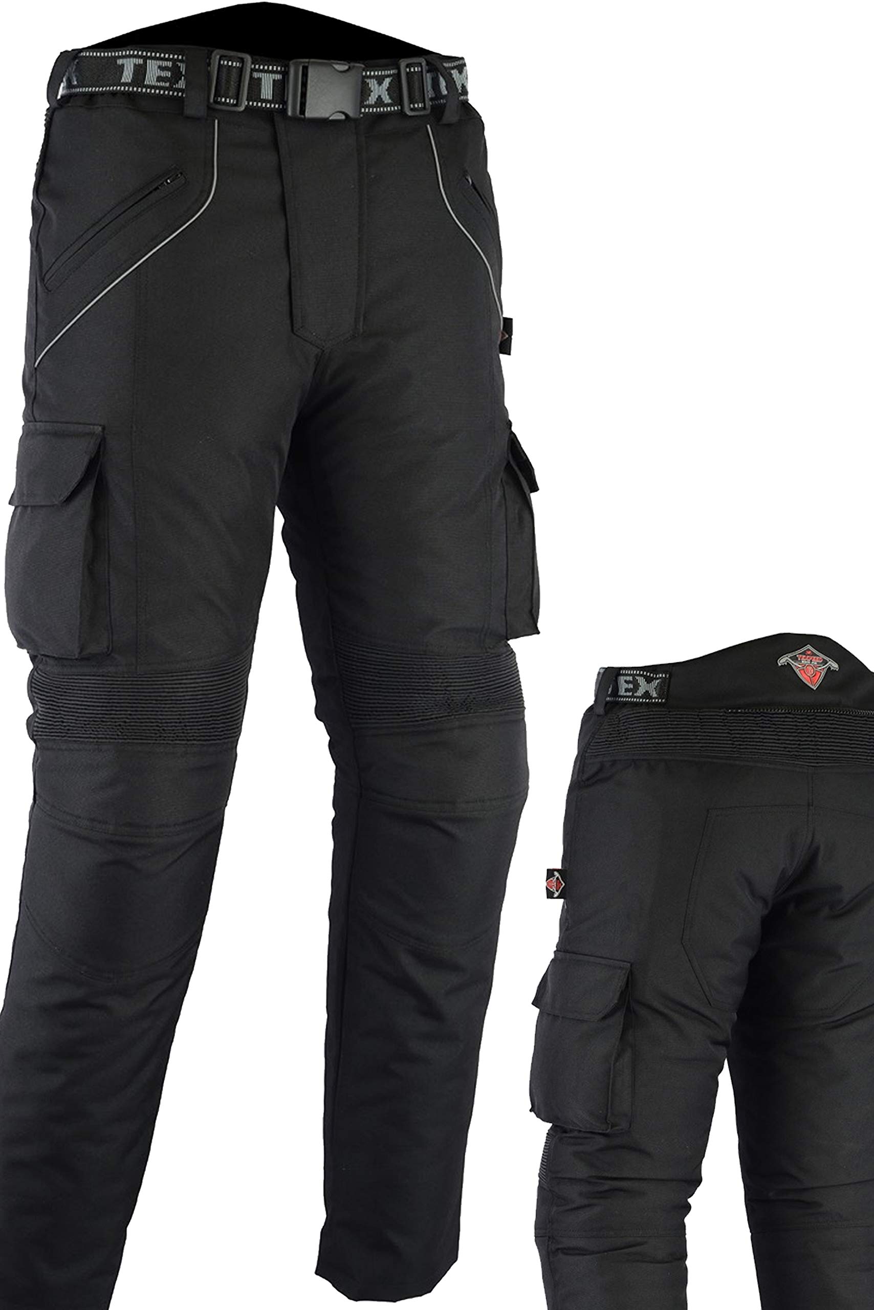 Texpeed Motorradhose mit protektoren herren - Textil Wasserdicht Motorroller Motorrad Bikerin Mit Schutz Rüstung (EN 1621-1) - Schwarz - (3XL Taille/Regülar Bein) von Texpeed