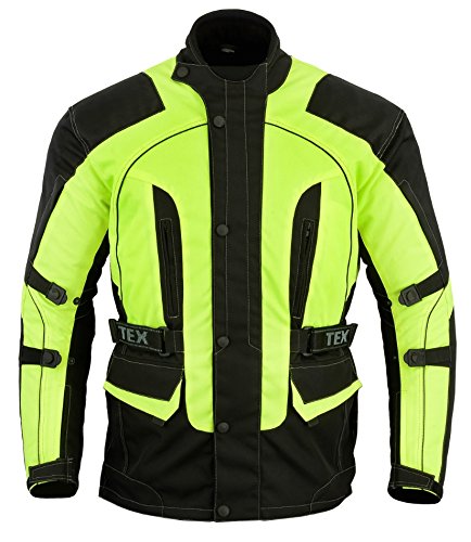 Texpeed Motorradjacke herren mit protektoren - Motorrad Biker Wasserdicht Jacke Mit Rüstung (EN 1621-1) Höhe Sichtbarkeit - Hi Vis Gelb Schwarz - 4XL von Texpeed