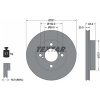 Bremsscheibe TEXTAR 92309403 vorne, belüftet, 1 Stück von Textar